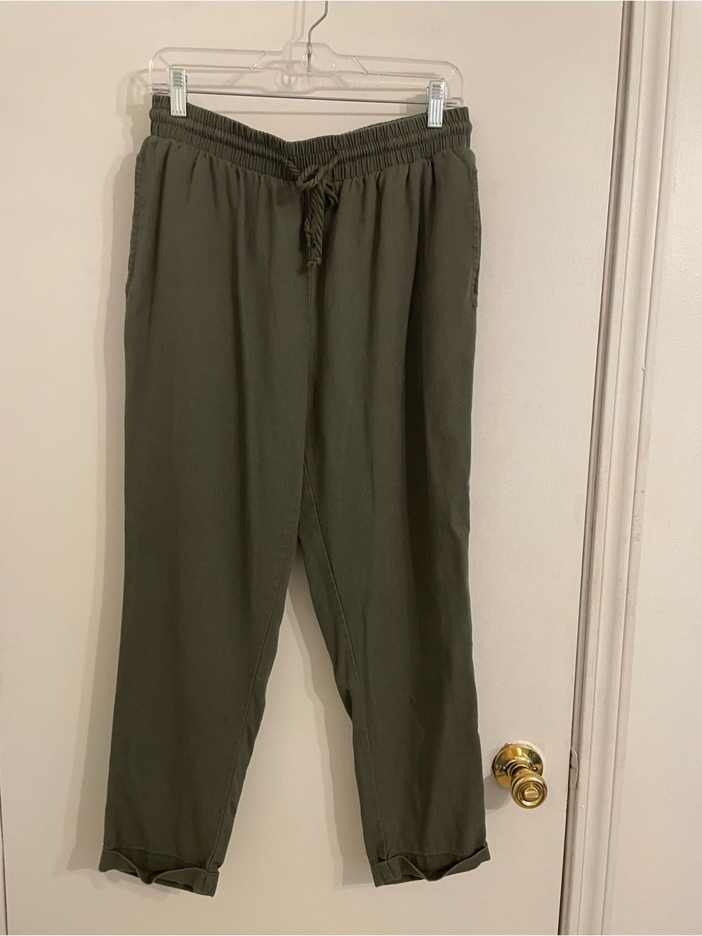 Ci Sono Olive Green Relaxed Drawstring Joggers